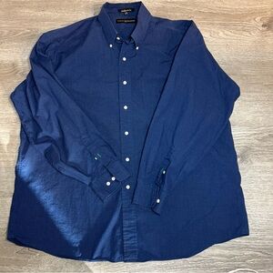 Tommy Hilfiger Men's Deep Blue Button-Down Dress Shirt 17 34/35
